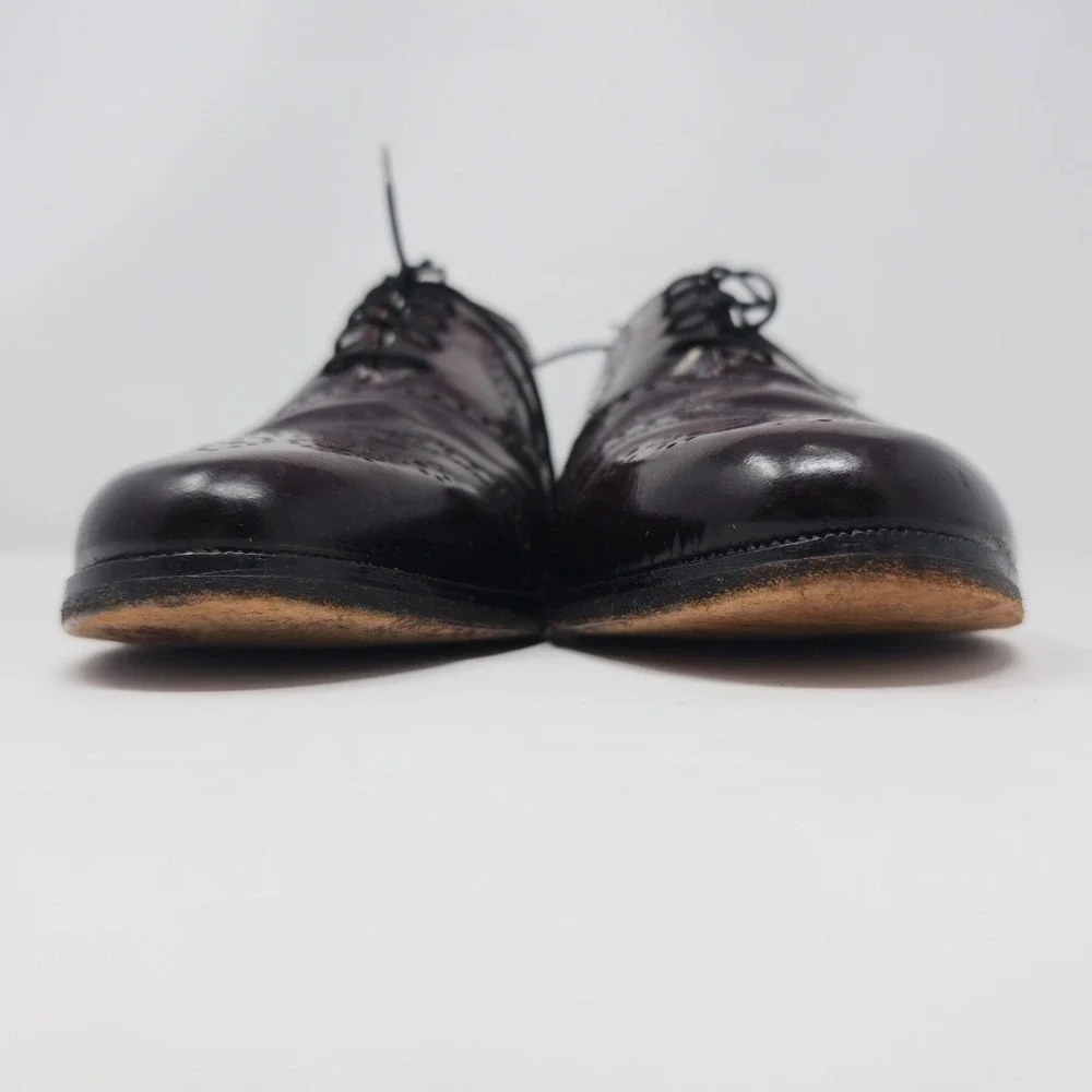 Gran Emyco Mens Burgundy Leather Cap Toe Brogue Oxford Dress Shoes 11 M 137182